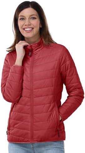 Outdoor Ventures Damen Steppjacke Packbare Leichte Warme Pufferjacke | Wasserabweisend, Gefüttert, Weich, 3 Taschen, Maschinenwäsche, Puffer Jacke, Übergangsjacke, für Wandern Reis