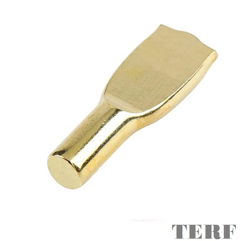 TERF® Electro Brass Plated Metal Push in Furniture Shelf Support Stud Pegs Pins for Kitchen Cabinet Wardrobe Bookcase Closet Glass Shelve and Furniture Shelf Support Use - Image 2