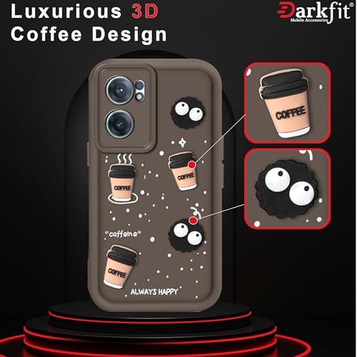 Image of Back Case Cover Compatible with OnePlus Nord CE 2 5G | Cute Fun Cartoon Ball 3D Coffee Silicone Case | Body Protection | Camera Protection | Shock Proof | Color Brown | Pack of 1