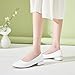 Hash Bubbie Women's Loafers Slip On Shoes Chunky Low Block Heels Closed Toe Pumps Office/Ladies Elegant Wedding Dress Shoes (White, US7)