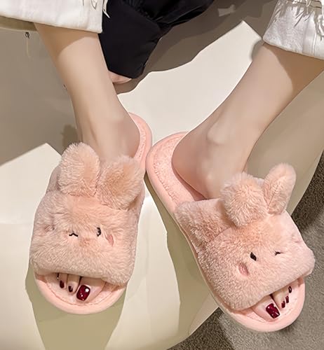 Cute Slippers Cartoon Warm Faux Fur Fuzzy Sandals for Women Men Open Toe Slipper Slides for Indoor Outdoor2