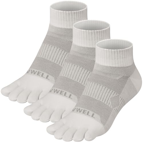 VWELL Merino Wool Toe Socks for Men and Women Moisture Wicking Ankle Five Finger socks Athletic Running (3Pairs)