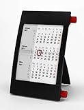 HiCuCo 3-Monats-Tischkalender für 2 Jahre (2026 und 2027) - Aufstellkalender - Stehkalender - mit Drehmechanik - Farbvarianten - (Schwarz/Rot)
