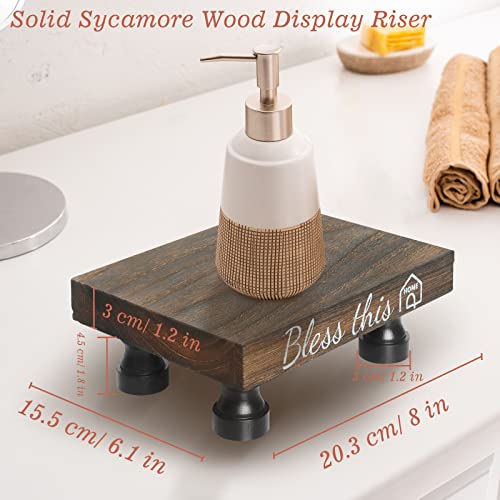 Decolore Distressed Wood Pedestal Stand Farmhouse Solid Sycamore Rustic Wood Riser For Display Vintage Sink Riser For Home Decor #TOP1