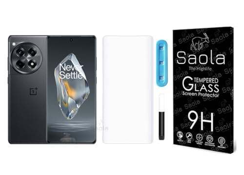 Image of Saola 1-Pack UV Curved Tempered Glass for Oneplus 12R | 9H Hardness | Edge-to-Edge Full Screen Coverage | UV Light Installation | Scratch Resistant | Case Friendly Screen Protector. (6.78 Inches)