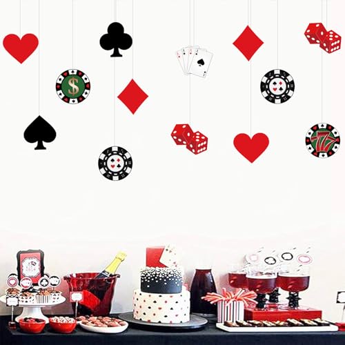 Image of Vuzvuv 63Pcs 5In Versatile Casino Party Paper Cutouts with 120Pcs Glue Points,Las Vegas Casino Poker Themed Cut Outs Decorations for Birthday Party Theme Decor Supplies