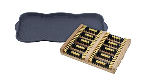 Superio Multi-Purpose Shoe and Boot Tray and Scraper- Protect Floors from Water Ice and Mud - Remove Mud, Dirt, Snow, and Sand