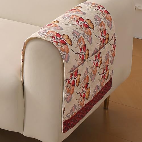 Image of HOKIPO 'Florentina Series' Premium Holland Velvet Sofa Arm Cover with Foam Filling & Anti Slip Backing | 2 Pcs | Autumn Cream (IN-876-V3*2S)