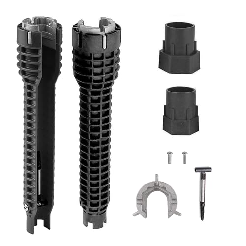 Llave de grifo ajustable 8 en 1, herramienta de fregadero multifuncional con agarre cómodo, llave de fontanería para espacios reducidos, herramienta de grifo para reparación de baño y cocina