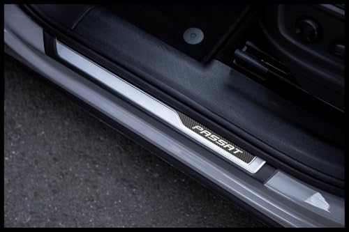 Carbon & Chrome & ABS Door Sill Scratch Protection Fits VW Caddy, Golf, Jetta, Passat, Polo, Tiguan. 4 Piece (Passat)
