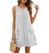 Disamer Womens Sleeveless Sundresses 2026 Vacation Beach Dress Casual Striped Printed Summer Dres...