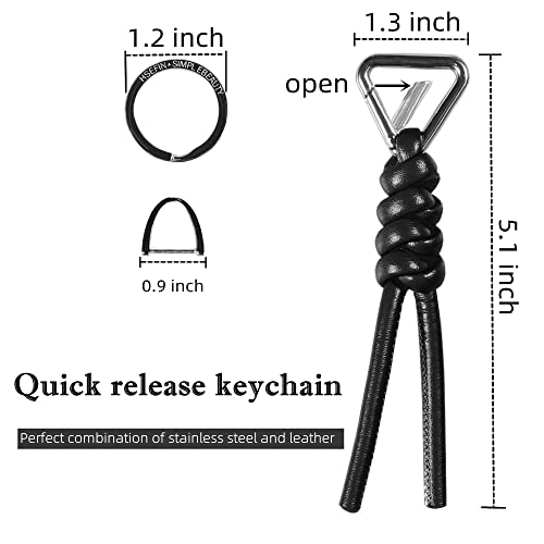 Image of Leather Key Chain Car Universal Unisex Key Chain with Removable Triangle Open Key Ring