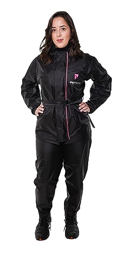 Conjunto Capa de Chuva Feminino Tamanho G Preto Impermeável Motoqueiro Nylon 0,20mm Pioneira - 1801-