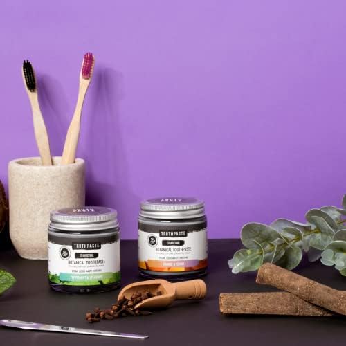 TRUTHPASTE Charcoal whitening Natural Zero Waste Toothpaste (Orange & Fennel 100ml) Eco Friendly & Plastic Free, Mint Free with Coconut & Aloe Vera. Fluoride Free, SLS Free. for Sensitive Teeth