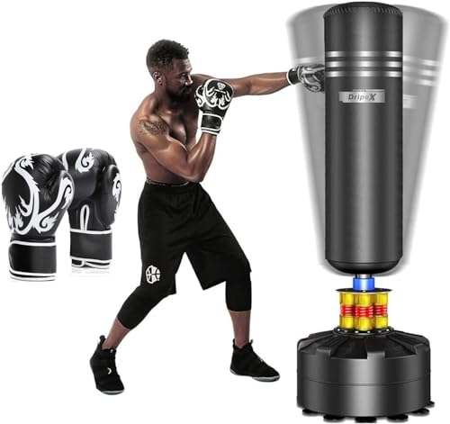 Dripex Sac de Frappe sur Pied Adulte avec Gants 175 cm Sac de Boxe Autoportant MMA Punching Ball...