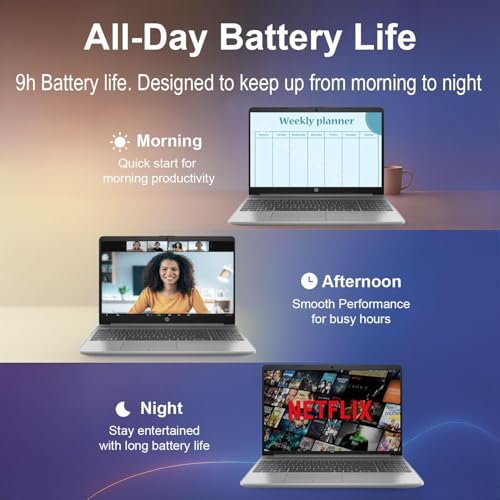 Image of HP 2026 New Generation 15.6 inch FHD Business Laptop, Intel Powerful Processor, 8GB RAM, 256GB SSD, Ultra Quiet Design, Long Battery Life, Microsoft Office 365 for The Web, Windows 11 Pro, No Mouse