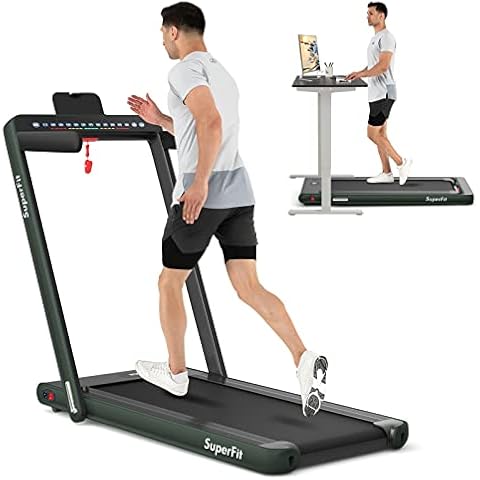 Goplus 2 in 1 Folding Treadmill with Dual Display, 2.25HP Superfit Under Desk Electric Pad Treadmill, Installation-Free, Blue Tooth Speaker, APP Control, Remote Control, Walking Jogging for Home Cover