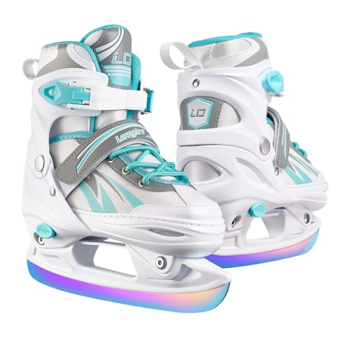 Kids Adjustable Ice Skates with Color-Changing Blades, Blue
