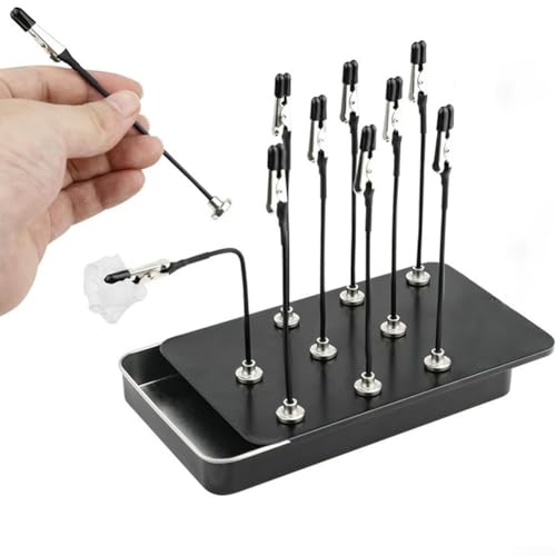 ReachMall - Metall-Modell-Sprühklemmen mit Aufbewahrungsbox, verstellbaren Stäben und gummierten Clips für sichere Positionierung in der Modellmalerei