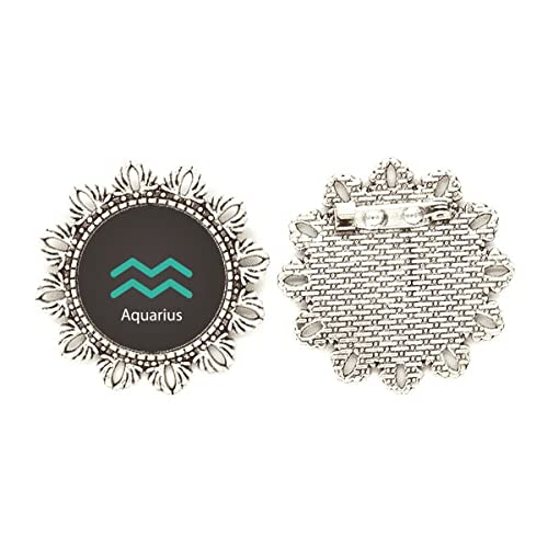 Broche de plata zodiacal de Acuario, el regalo ideal de cumpleaños para enero y febrero