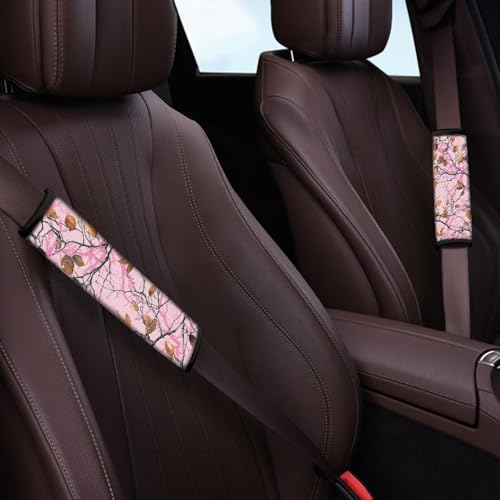 Image of AFPANQZ Car Seat Belt Cover Cushion Universal Fit Two-Packs Automotive Seat Belt Pillow for Kids Branch Pink Shoulder Straps Pads Covers Universal Fit for Truck Vans Sedans SUVs