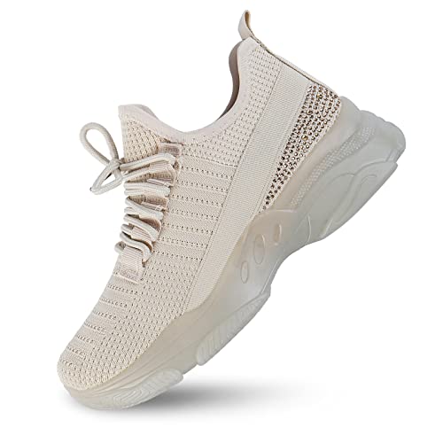 Montana West Women's Fashion Sneakers, Slip On Lightweight Tennis Walking Shoes, Breathable Knitted Glitter Sneakers 1930Bge-9 #TOP1