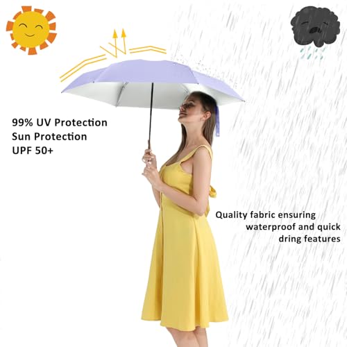 Image of BAODINI Travel Mini Umbrella for Purse with Case-Small Compact UV Umbrella Protection Sun-Lightweight Tiny Pocket Umbrella with Case for Women, Girls