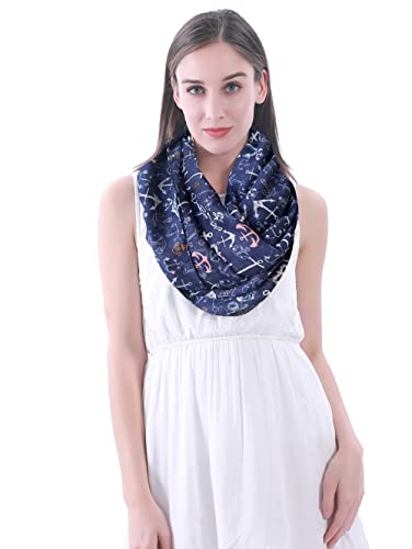 Nautical Anchor Print Women's Infinity Scarf Lightweight2