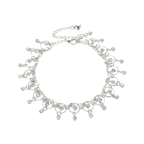 AIMALL Crystal Ankle Bracelet – Elegant Silver Rhinestone Anklet Chain for Women, Sparkling Dangle Anklet, Ideal for Daily Wear and Special Occasions
