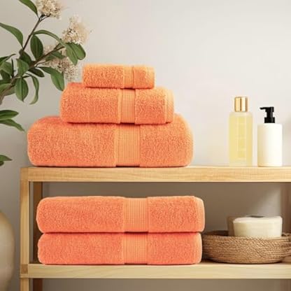 Premium-Duschhandtücher SOLUND 10 Stück Orange 70 x 140 cm 600 g/m²-Handtücher – Premium-Jumbo-Badetuch – Baumwolle, sehr saugfähig und schnell trocknend, extra großes Badetuch – superweiches Handtuch – Bild 4