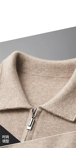 Men's Winter Lapel Cashmere Cardigan Casual Loose Rib Knit Cardigan Sweater with Pockets2