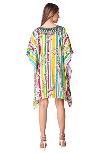 Image of RAVI RAJORIA Georgette Digital Printed Beach Wear Kaftan Blue Free Size R800 | Multi Color 2