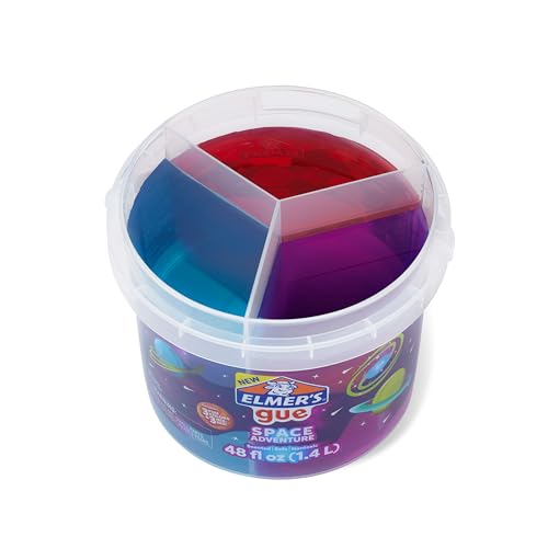 Elmer’s Gue Premade Slime Bucket, Space Adventure Theme,3 Lb. Bucket with 3 Scented Slimes and 3 Sets of Add-Ins,Perfect for Kids Party Favors,Sensory Toys for Adults, Classroom Prizes and Goodie Bags