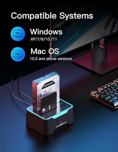 Image of Tobo Updated RGB SAtA to USB 3.0 Hard Drive Docking Station with Offline Clone, USB 3.0 to SATA I /II /III Dual Bay External SSD /HDD Dock for 2.5 /3.5 SATA HDD /SSD, with UASP,Hard Drive Duplicator