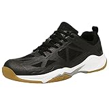 ZHENSI Badmintonschuhe Herren Damen Leichte Indoor-Sneaker Atmungsaktiver Puffer Anti-Rutsch,Schwarz,44 EU