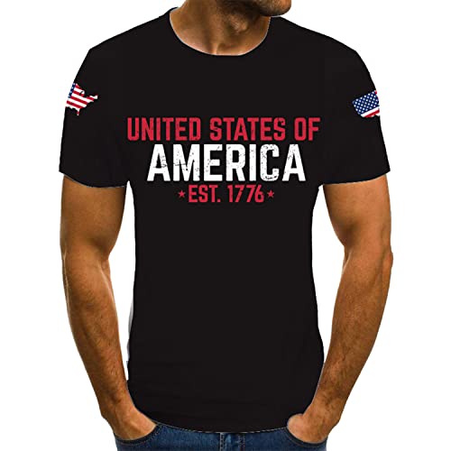 KYKU Camiseta masculina bandeira americana 4 de julho patriótico EUA estrelas e listras, Camiseta ba