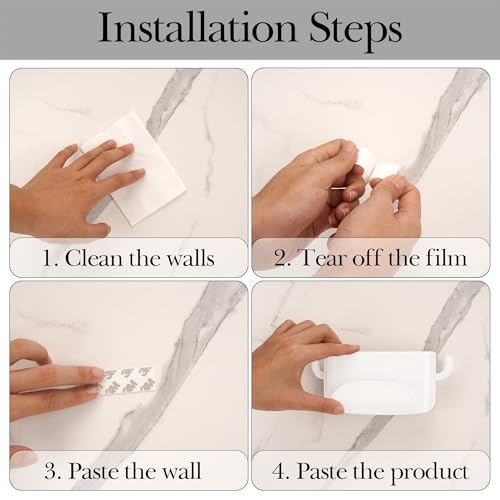 Linkidea Fernbedienungs-Caddy zur Wandmontage mit Telefonschlitz, selbstklebendes Universal-Rack ohne Bohren, multifunktionaler Wandhalter für Medienartikel (Weiß)