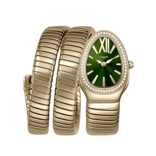 Image of Carlton London Women Charmer Analog Watch, Snake Design Bracelet, Stainless Steel Strap, Quartz Movement, 30M Water Resistant