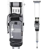 Crutch Bag Lightweight Crutch Accessories Storage Pouch with Reflective Strap and Front Zipper Pocket for Universal Crutch Bag to Keep Item Safety (Light Gray)