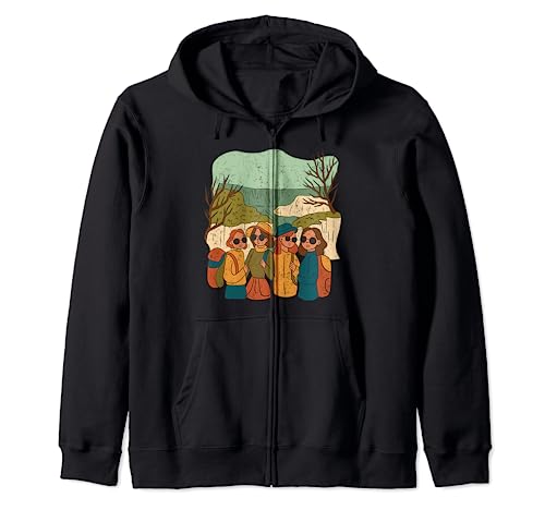 Women Hiking Group Travel Design Zip Hoodie