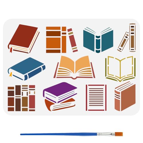 FINGERINSPIRE - FINGERINSPIRE Bücherschablonen Mit Pinsel 29.7x21cm Wiederverwendbare Papierschablonen PET Notizbuch Silhouette Dekorationsschablonen Orientalische Motive Vorlage Zum Malen Auf Wänden Böden Möbeln