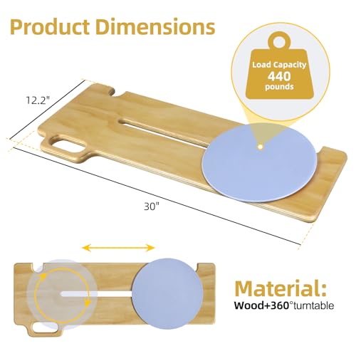 Transfer Board Patient Slide Assist Device for Transferring Patient Elderly, and Disabled from Wheelchair to Bed, Toilet, Bathtub, Sliding Boards Platform with Single Handle (30\" x 12\" x 0.7\")