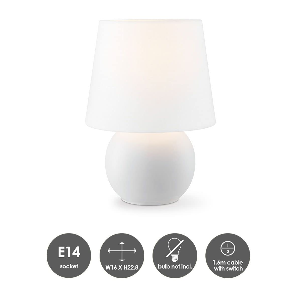 Isla Tischlampe – Keramische Brauntöne Mit Baumwolllampenschirm (Ø16 Cm), Perfekt Für Gemütliches Licht