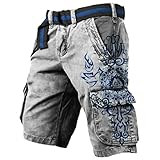 Men's Fashion Graphic Shorts 3D Print Viking Tattoo Pants Hiking Cargo Bottoms Summer Beach Trunks(CM-Viking Tattoos-4,XXL)
