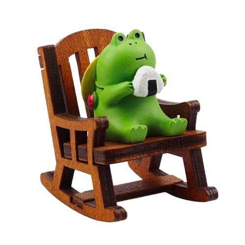 Miniature Frog Figurines Statue - Cute Frog Sculpture for Outdoor Fairy Garden and Desk Decorations - Adorable Frog Figurine Statue Decor for Plant Shelf Desk Office Bedroom(Chair)