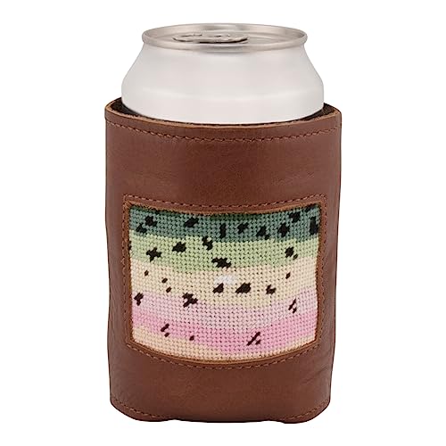 Full Grain Leather Needlepoint Can Coolers (Trout)