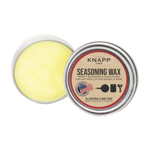 Knapp Made Cast Iron Seasoning Wax and Carbon Steel Seasoning Wax - 2 Oz Unique Blend of Natural Oils and Beeswax - Restore Cast Iron, Steel, Cutting Board, Kitchenware.Wood Furniture