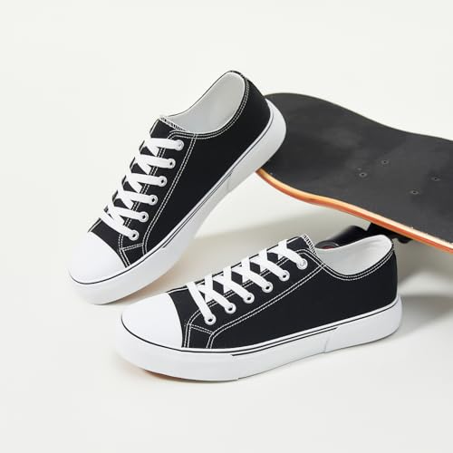 yageyan Men Canvas Low top Shoes Classic Casual Sneakers Black and White Fashion Shoes4