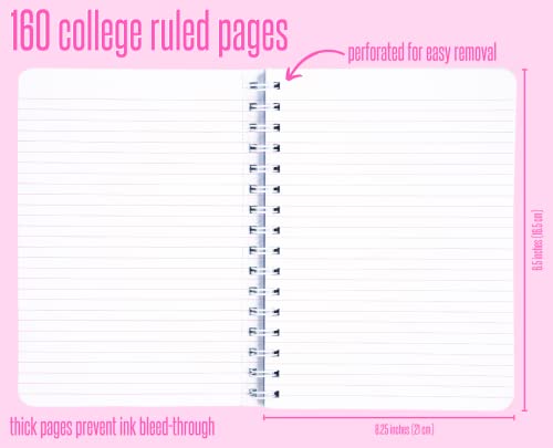 Lilly Pulitzer Blue/Gold Hardcover Mini Spiral Notebook, 8.25" X 6.5" Small Journal With 160 College Ruled Pages, Aqua La Vista #TOP1