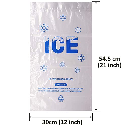 Image of 100 PACK 10 lb. Plastic Drawstring Ice Bags 12 inch x 21 inch Heavy-Duty